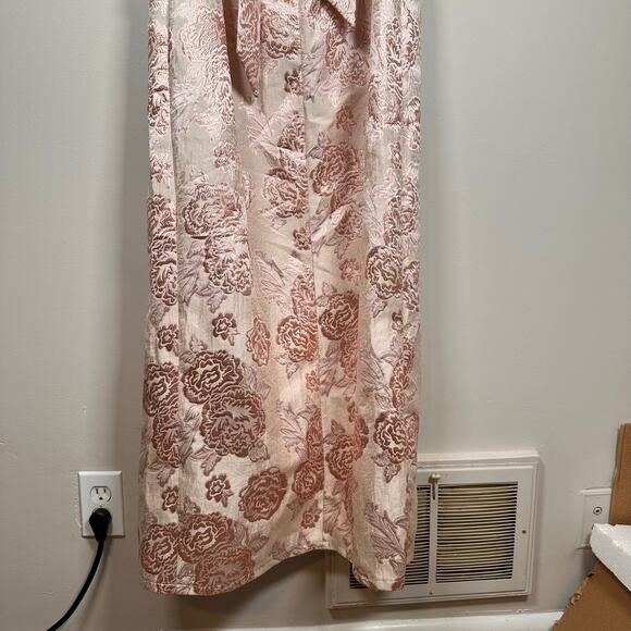 Lulus NEW Redefine Regal Pale Pink Floral Jacquard Strapless Large Maxi Dress - Picture 11 of 14